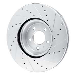 Audi S5 Brake Rotor (1) - Front Left - R1 Concepts - Drilled & Slotted - Silver - `18-`25